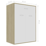 Shoe Cabinet White and Sonoma Oak 60x35x84 cm Engineered Wood