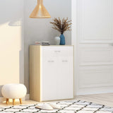 Shoe Cabinet White and Sonoma Oak 60x35x84 cm Engineered Wood