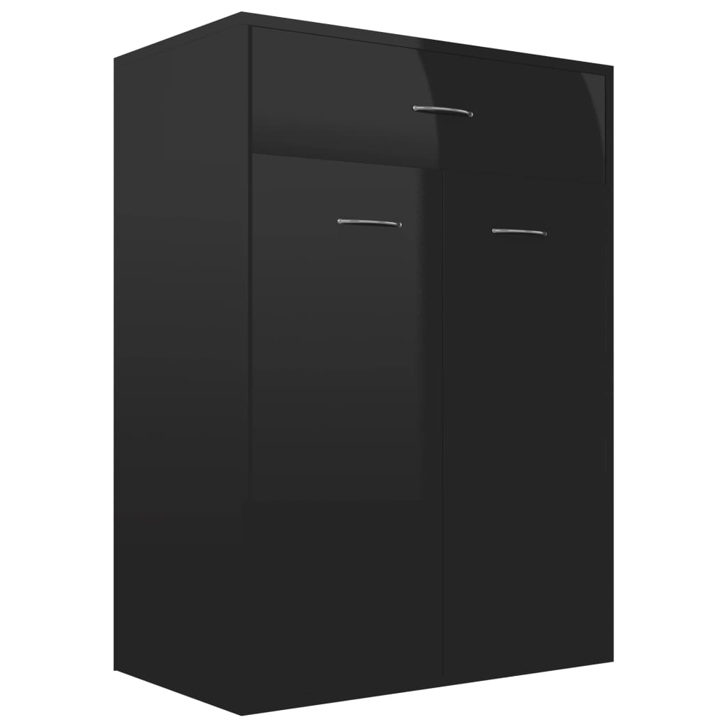 Shoe Cabinet High Gloss Black 60x35x84 cm Engineered Wood