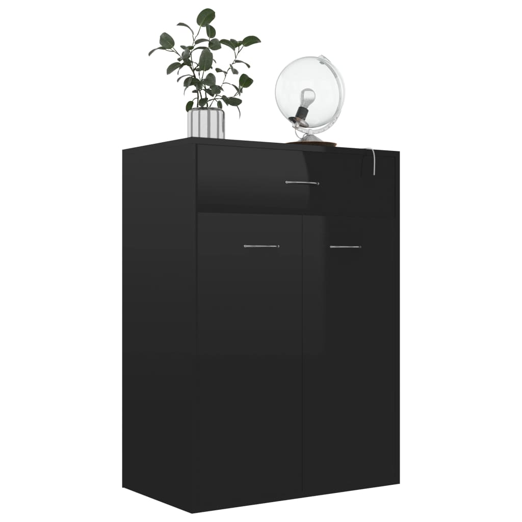 Shoe Cabinet High Gloss Black 60x35x84 cm Engineered Wood