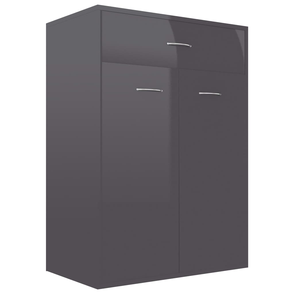 Shoe Cabinet High Gloss Grey 60x35x84 cm Engineered Wood
