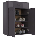 Shoe Cabinet High Gloss Grey 60x35x84 cm Engineered Wood