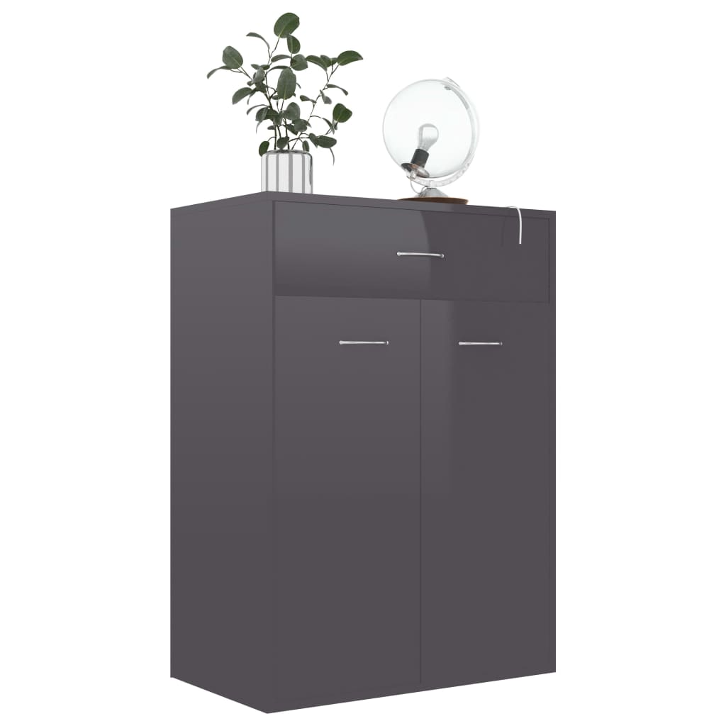 Shoe Cabinet High Gloss Grey 60x35x84 cm Engineered Wood