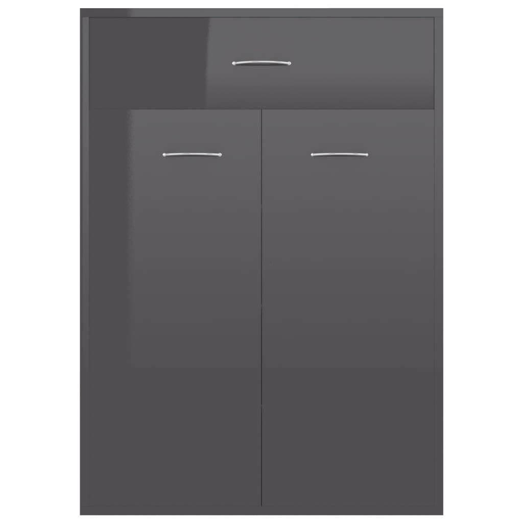 Shoe Cabinet High Gloss Grey 60x35x84 cm Engineered Wood