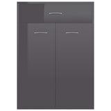 Shoe Cabinet High Gloss Grey 60x35x84 cm Engineered Wood - Close-Up Angle