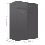 Shoe Cabinet High Gloss Grey 60x35x84 cm Engineered Wood - Extra Image