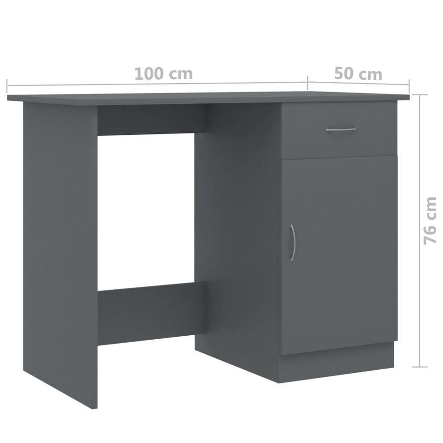 Desk Grey 100x50x76 cm Engineered Wood