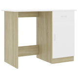 Desk White and Sonoma Oak 100x50x76 cm Engineered Wood
