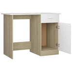 Desk White and Sonoma Oak 100x50x76 cm Engineered Wood
