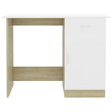 Desk White and Sonoma Oak 100x50x76 cm Engineered Wood - Close-Up Angle