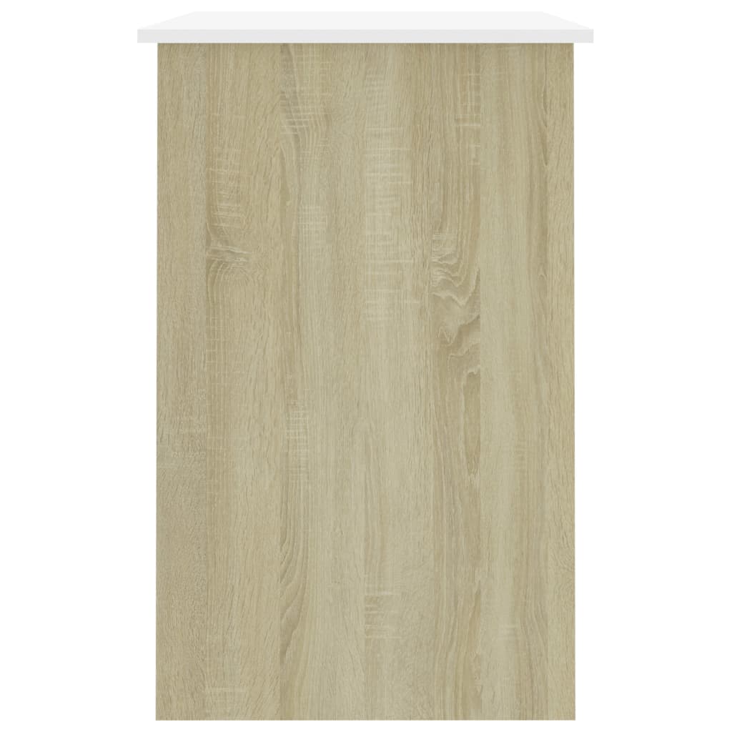 Desk White and Sonoma Oak 100x50x76 cm Engineered Wood