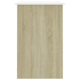 Desk White and Sonoma Oak 100x50x76 cm Engineered Wood - Low Angle