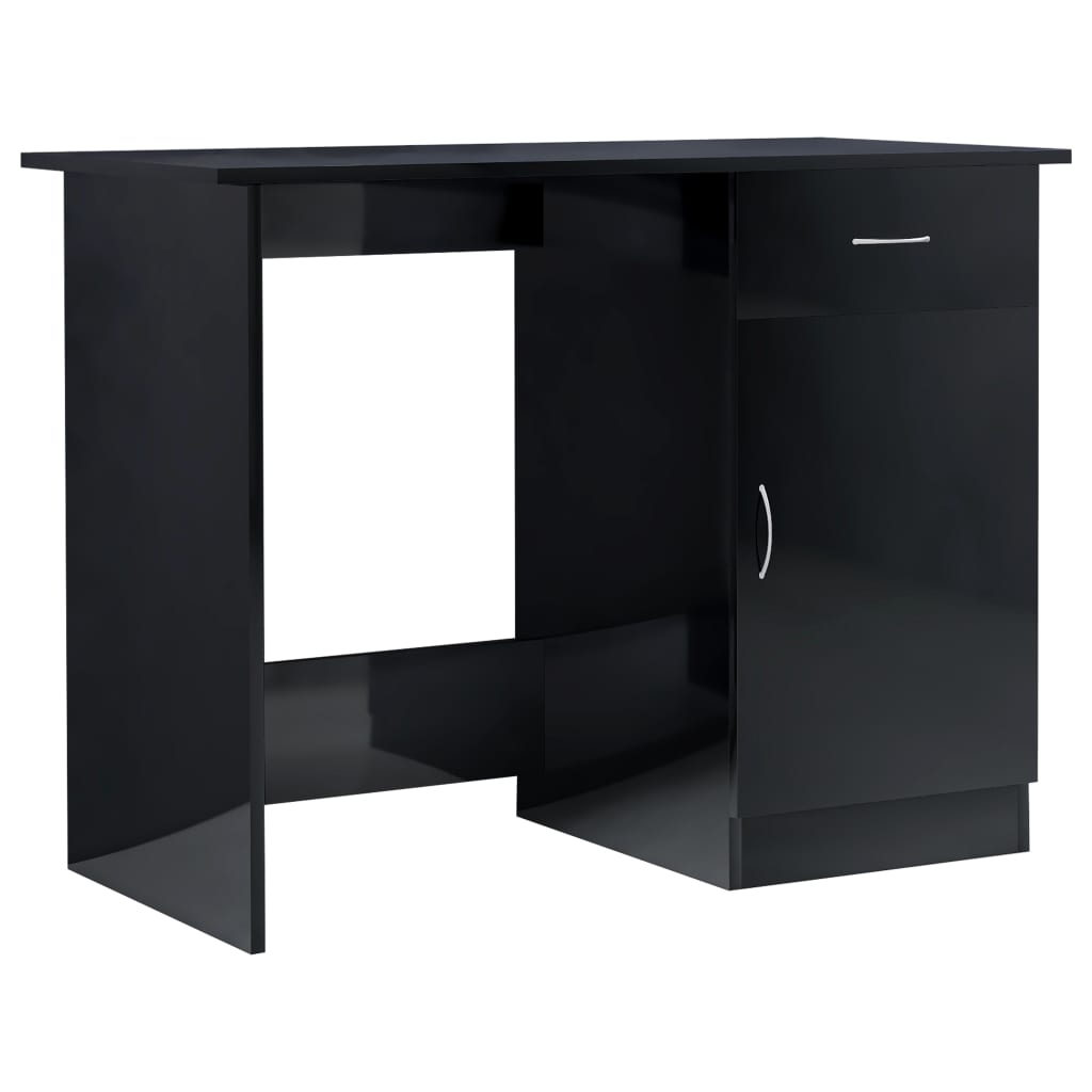 Desk High Gloss Black 100x50x76 cm Engineered Wood