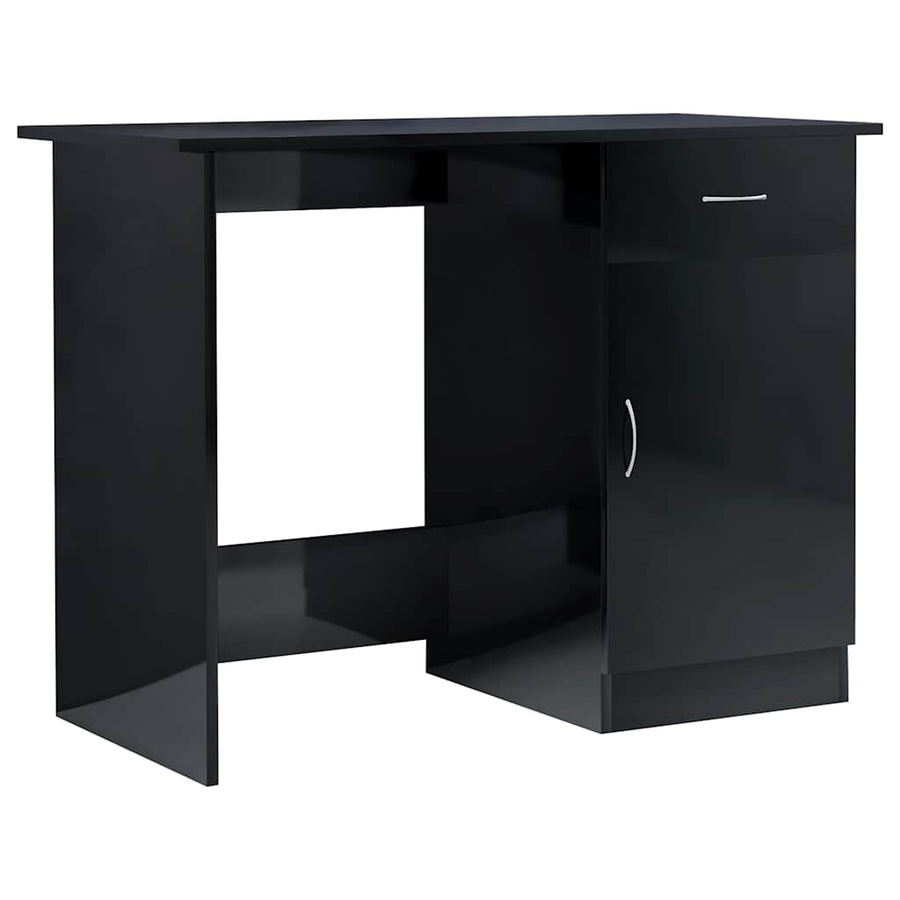 Desk High Gloss Black 100x50x76 cm Engineered Wood
