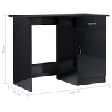 Desk High Gloss Black 100x50x76 cm Engineered Wood