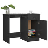 Desk High Gloss Grey 100x50x76 cm Engineered Wood - 45-Degree Angle