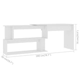 Corner Desk White 200x50x76 cm Engineered Wood - Close-Up Angle
