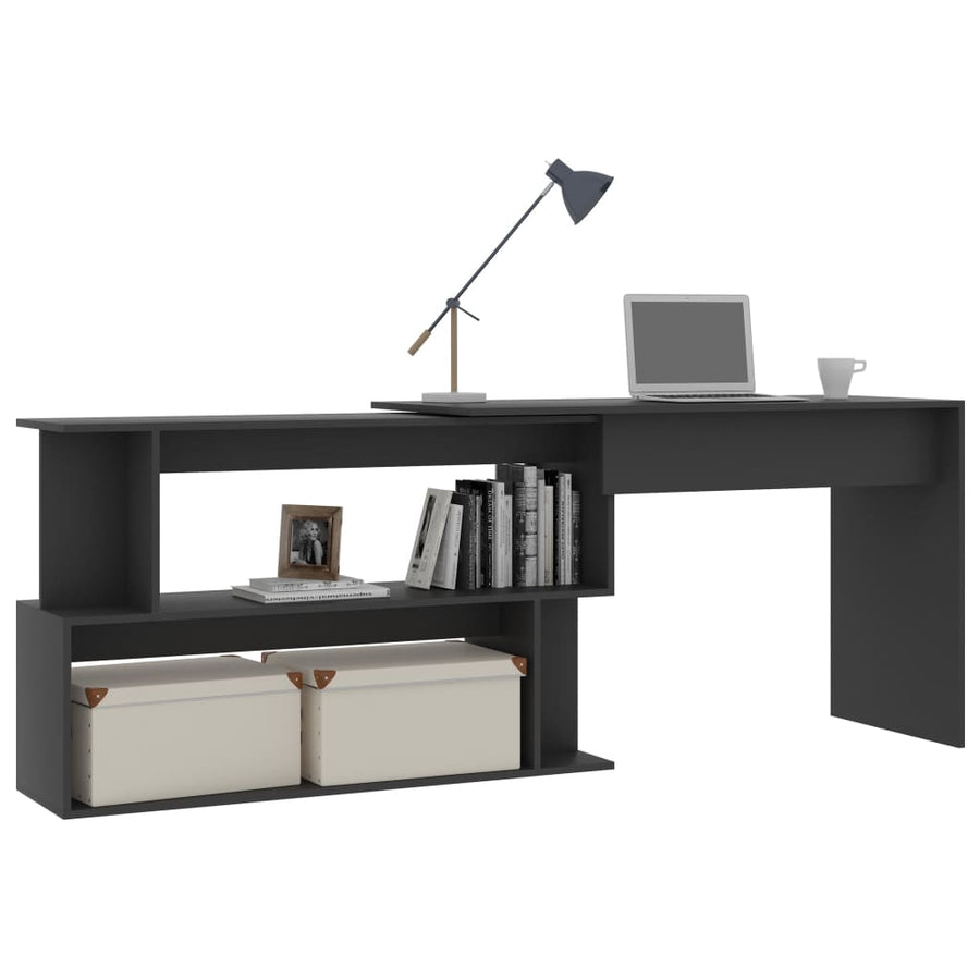 Corner Desk Grey 200x50x76 cm Engineered Wood