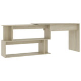 Corner Desk Sonoma Oak 200x50x76 cm Engineered Wood - Front View