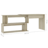 Corner Desk Sonoma Oak 200x50x76 cm Engineered Wood - Close-Up Angle