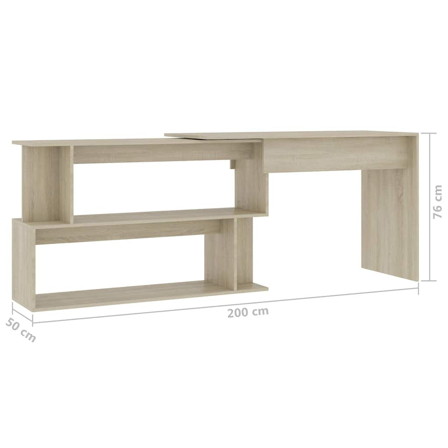 Corner Desk Sonoma Oak 200x50x76 cm Engineered Wood