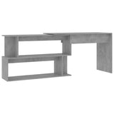 Corner Desk Concrete Grey 200x50x76 cm Engineered Wood - Front View