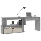 Corner Desk Concrete Grey 200x50x76 cm Engineered Wood - Side View