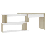 Corner Desk White and Sonoma Oak 200x50x76 cm Engineered Wood