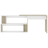 Corner Desk White and Sonoma Oak 200x50x76 cm Engineered Wood - Top-Down View