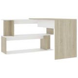 Corner Desk White and Sonoma Oak 200x50x76 cm Engineered Wood - 45-Degree Angle