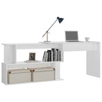 Corner Desk High Gloss White 200x50x76 cm Engineered Wood