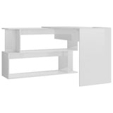 Corner Desk High Gloss White 200x50x76 cm Engineered Wood - 45-Degree Angle
