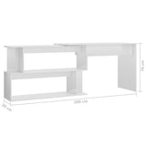 Corner Desk High Gloss White 200x50x76 cm Engineered Wood - Close-Up Angle