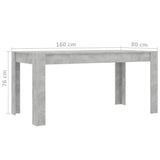 Dining Table Concrete Grey 160x80x76 cm Engineered Wood - Close-Up Angle
