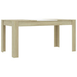Dining Table White and Sonoma Oak 160x80x76 cm Engineered Wood - Front View