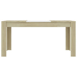 Dining Table White and Sonoma Oak 160x80x76 cm Engineered Wood - Top-Down View