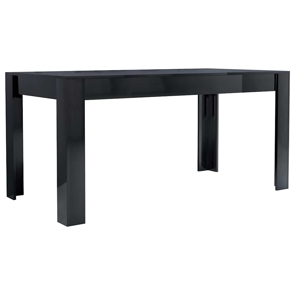 Dining Table High Gloss Black 160x80x76 cm Engineered Wood
