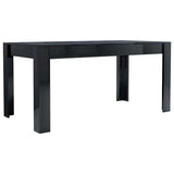 Dining Table High Gloss Black 160x80x76 cm Engineered Wood - Front View