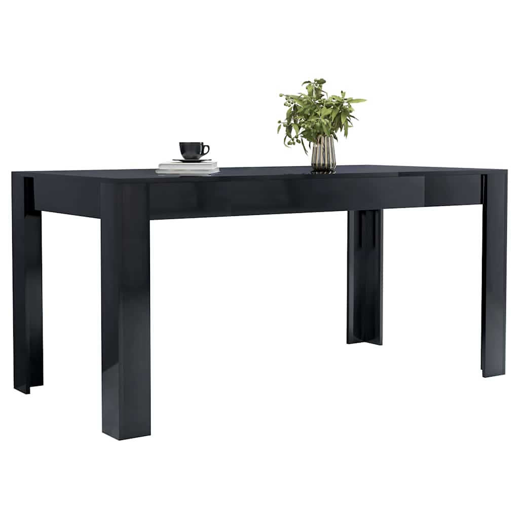 Dining Table High Gloss Black 160x80x76 cm Engineered Wood