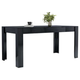 Dining Table High Gloss Black 160x80x76 cm Engineered Wood
