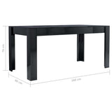 Dining Table High Gloss Black 160x80x76 cm Engineered Wood