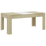 Dining Table White and Sonoma Oak 180x90x76 cm Engineered Wood