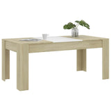 Dining Table White and Sonoma Oak 180x90x76 cm Engineered Wood - Side View