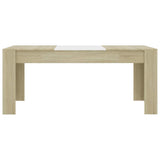 Dining Table White and Sonoma Oak 180x90x76 cm Engineered Wood