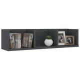 CD Wall Shelf Grey 75x18x18 cm Engineered Wood - Side View
