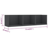 CD Wall Shelf Grey 75x18x18 cm Engineered Wood