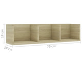 CD Wall Shelf Sonoma Oak 75x18x18 cm Engineered Wood - Rear View