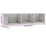 CD Wall Shelf Concrete Grey 75x18x18 cm Engineered Wood