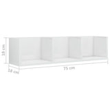 CD Wall Shelf High Gloss White 75x18x18 cm Engineered Wood