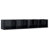 CD Wall Shelf High Gloss Black 100x18x18 cm Engineered Wood - Front View